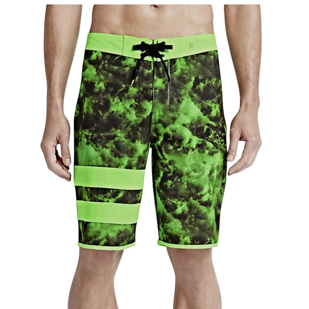Hurley Phantom 3 JJF Green Boardshorts Men’s 32 Surf Swimwear Coastalcore Beach
